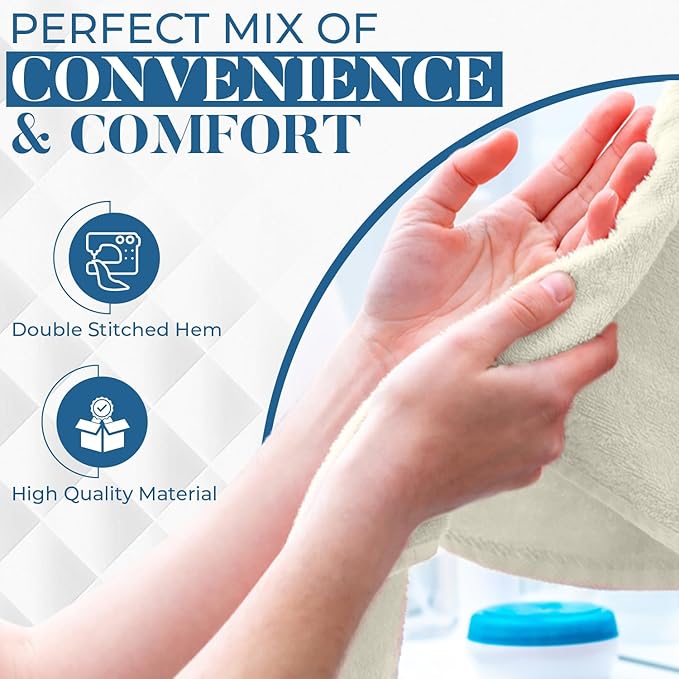 DAN RIVER 6-Pack Premium Hand Towels (16x28 Inches) - 100% Cotton, Ultra Soft, Lightweight, Highly Absorbent Towels for Bathroom, Spa, Gym, Salon, Hotel, and Travel - Ivory