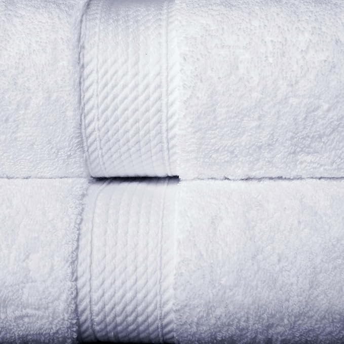 SUPERIOR Egyptian Cotton Pile 10 Piece Towel Set, Includes 2 Bath, 4 Hand, 4 Face Towels/Washcloths, Ultra Soft Luxury Towels, Thick Plush Essentials, Guest Bath, Spa, Hotel Bathroom, White