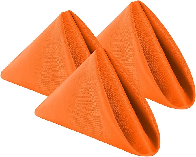 Cloth Napkins 17x17 inch Washable Polyester Dinner Napkins Soft Table Napkins for Wedding Party Dining Banquet(Orange,100PCS)