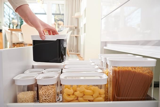 Emsa N11426 Optima Dry Storage Container, 1 Litre, Rectangular, Portrait Format, 100% Safe, Hygienic, Safe and Space-Efficient, Fresh Seal, BPA Free, Black