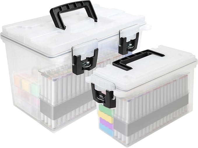 Sheffield 12722 Storage Bins With Lids, 2-Pack Stackable Storage Bins, Made in USA, Lockable and Water-Resistant Containers with Lids, Plastic Containers for Home, Classroom, and Dorm