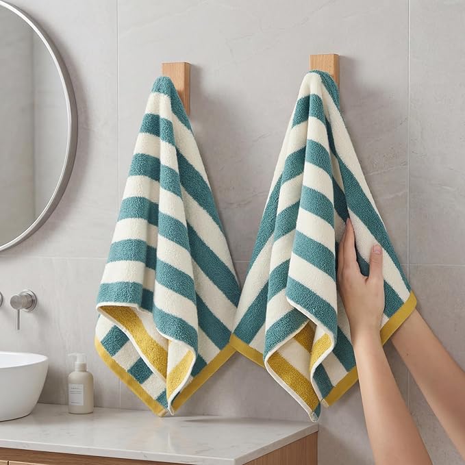 REDKISS 2-Pack Premium Hand Towels, 28x12 Inches 100% Cotton Bath Towels, Ultra Soft and Highly Absorbent Towel for Bathroom, Gym, Hotel,and Spa,Green