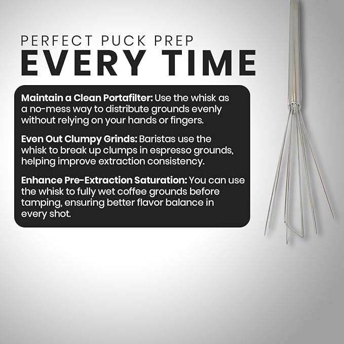 Rattleware Triple-Shape Espresso Whisk – Stainless Steel Portafilter Coffee Whisk, Flat Round Triangular Designs for Coffee Grounds, No Clumps, Specialty Drinks, Barista Tools, Easy Clean
