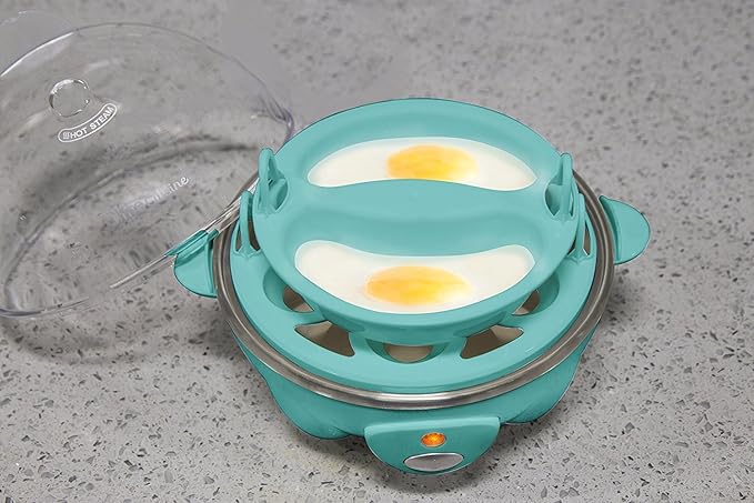 Elite Gourmet Easy Electric 7 Egg Capacity Soft, Medium, Hard-Boiled Cooker Poacher, Scrambled, Omelet Maker with Auto Shut-Off and Buzzer, BPA Free