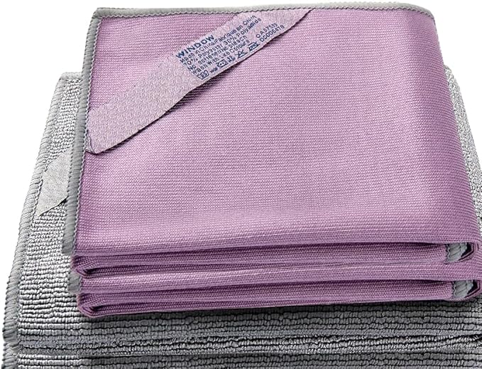 Longmann 2 x NΘrwex Basic Package Window Cleaning Cloth and Enviro Cloth Glass Cloth, Cleaning Cloth, Streaks Scratches Free (2 Purple and 2 Grey)