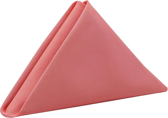 Your Chair Covers Cloth Polyester Napkins, 20 x 20 Inch, Washable Dinner Fabric Linen Napkins with Hemmed Edges for Restaurant, Wedding and Holiday Pack of 10 (Coral)
