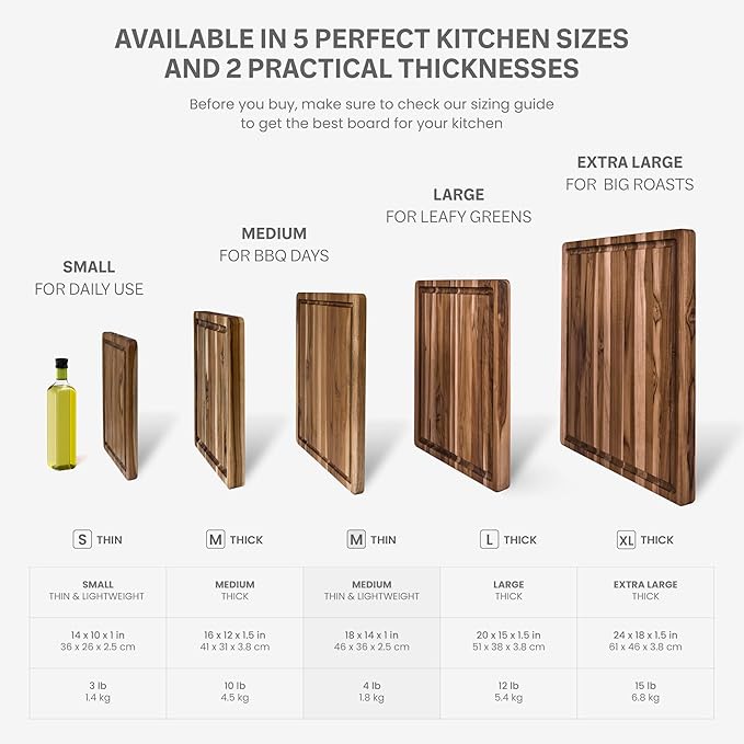 Teakhaus Cutting Board - Medium (M) Wood Cutting Board with Juice Groove (18”L x 14”W) Holiday Gift Ideas for Men and Women - Gift-Ready, Thin, Lightweight, Reversible, Knife Friendly - FSC Certified