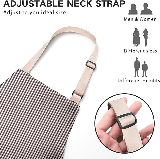BeLuyi Adjustable Bib Apron with 2 Pockets Chef Cooking Kitchen Restaurant Aprons for Women Men
