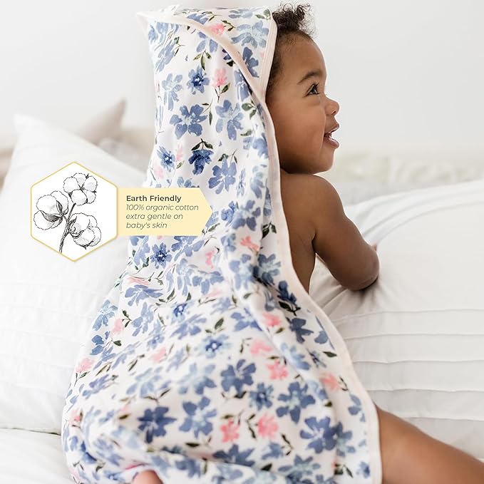 Burts Bees Baby Infant Hooded Towels Botanical Gardens Organic Cotton, Unisex Bath Essentials and Newborn Necessities, Soft Nursery Towel with Hood Set, 2-Pack Size 29 x 29 Inch