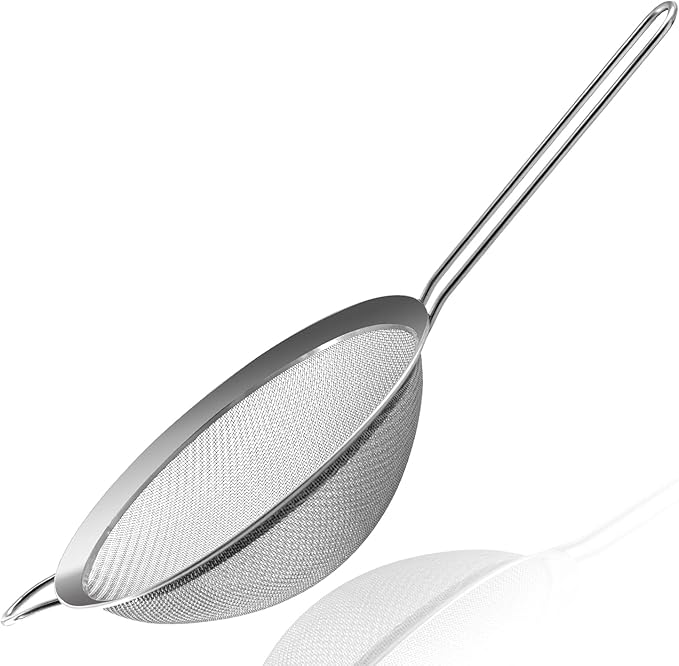 Anaeat Fine Mesh Strainers - Premium Stainless Steel Colander Sieve Sifters, with Durable Mesh and Sturdy Handle, Excellent for Sifting Dry ingredients, Flour, Pastas, Rice, Tea (9.45"）