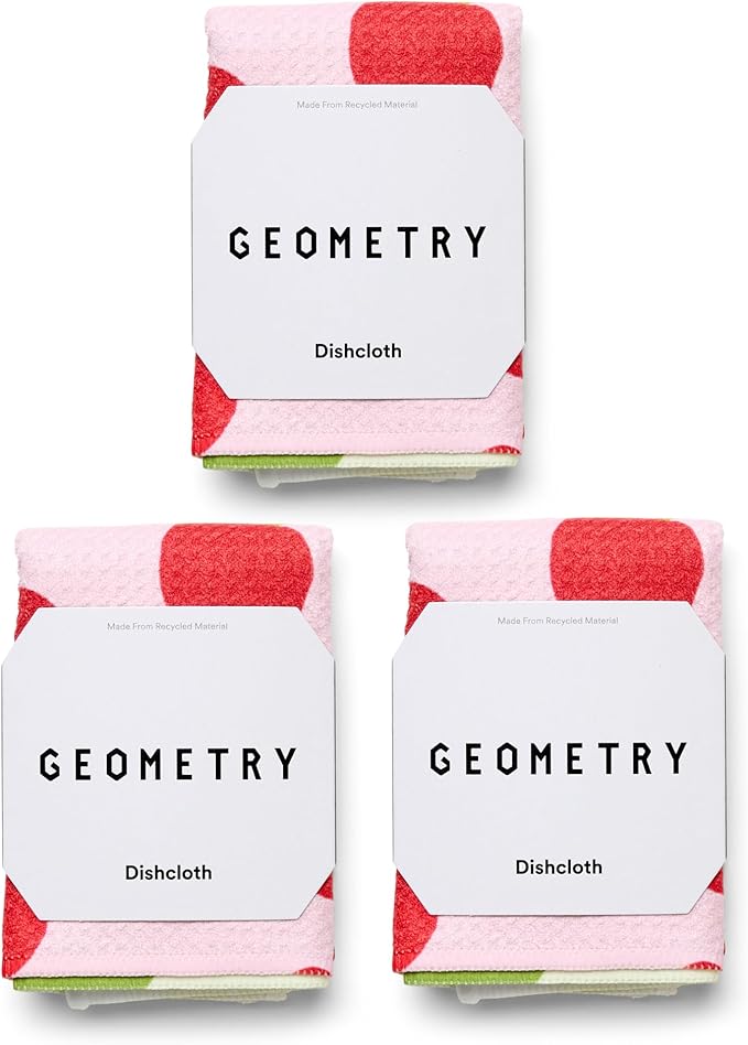 GEOMETRY Dishcloth – Spring & Summer Collection – Quick-Dry, Ultra-Absorbent, Reusable Microfiber Kitchen Towels for Drying & Cleaning - Fruit Fun - 3 Pack