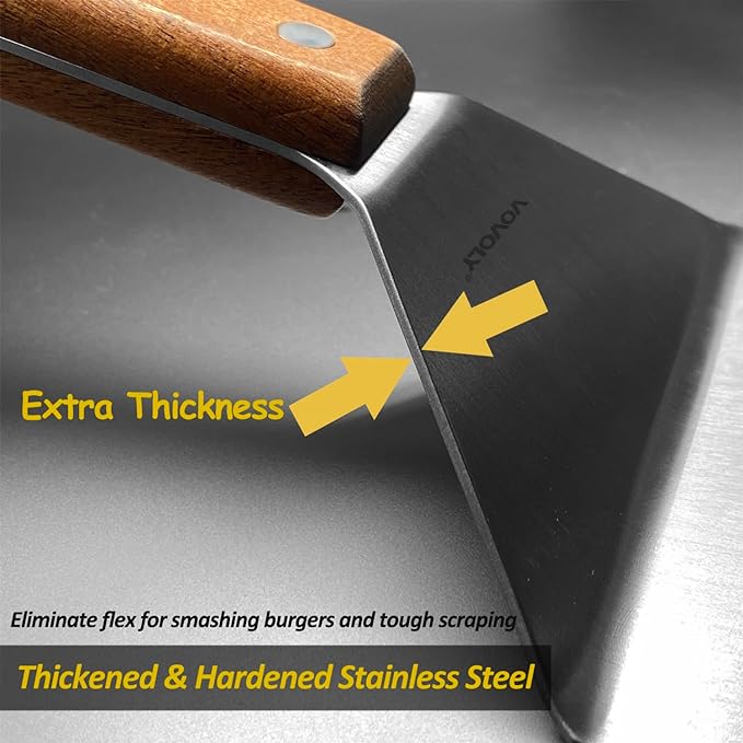 Stainless Steel Spatula Set, Grill Spatula Set with Full Tang Handle & Beveled Edges, Long Wide Spatula for Cast Iron Griddle BBQ Flat Top Grill, Pancake Turner, Smash Burgers Metal Flipper