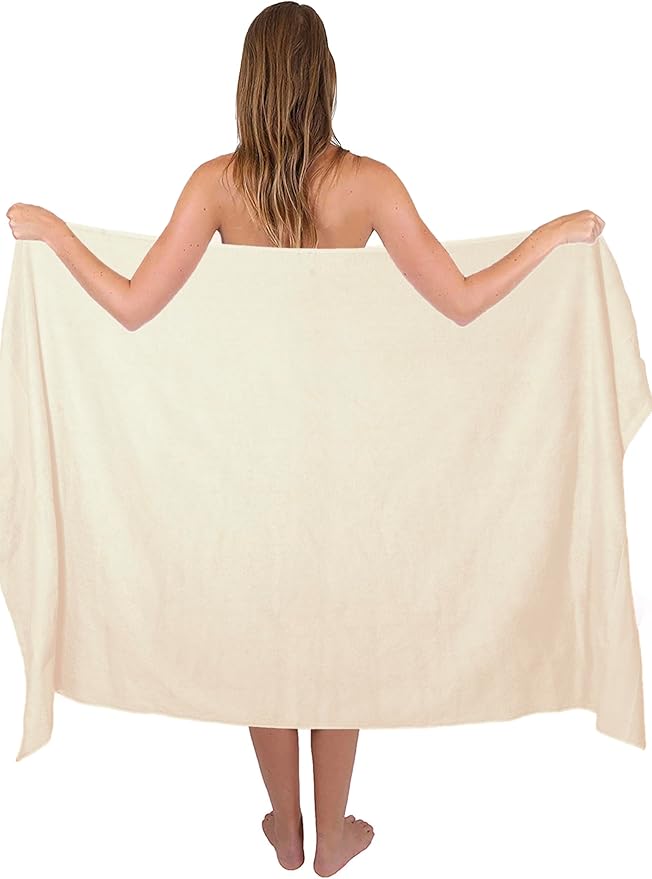 Belizzi Home Premium Cotton Oversized 2 Pack Bath Sheet 35x70-100% Pure Cotton - Ideal for Everyday use - Ultra Soft & Highly Absorbent - Machine Washable - Ivory