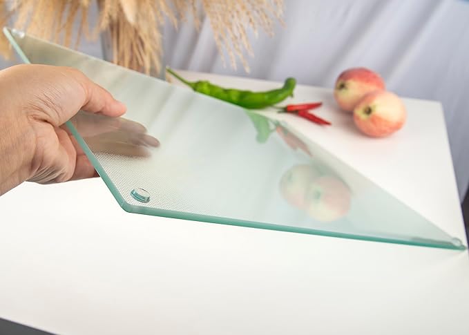 Kitchenville Glass Cutting Board 16"x12": Tempered Glass Kitchen Counter Protector - Durable- Scratch-Resistant, Heat-Proof - Design 6 - Woven Textured Design
