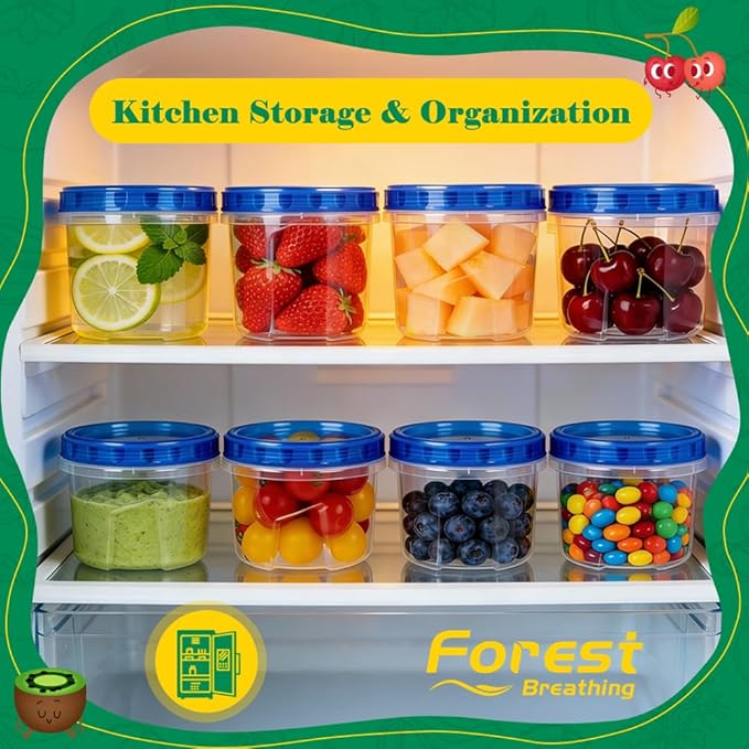 15 Pack 17oz Reusable Freezer Storage Containers with Twist Top Lids Airtight, Small Plastic Food Storage Containers for Meal Prep Leftover Lunch Fruit Salad, Soup Container Microwave Freezer Safe