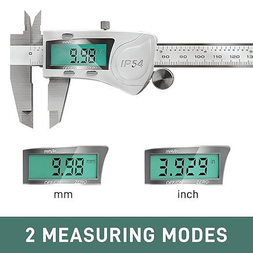 Electronic Digital Vernier Caliper Measuring Tool, IP54 Waterproof Electronic Micrometer Caliper, 150mm/0-6 inch Stainless Steel Vernier Caliper with Large LCD Screen, Inch Metric Conversion
