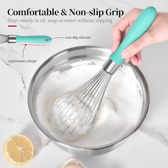 12inch Kitchen Wire Whisk, 18/10 Stainless Steel Metal Balloon Wisk （Large, Aqua Sky）