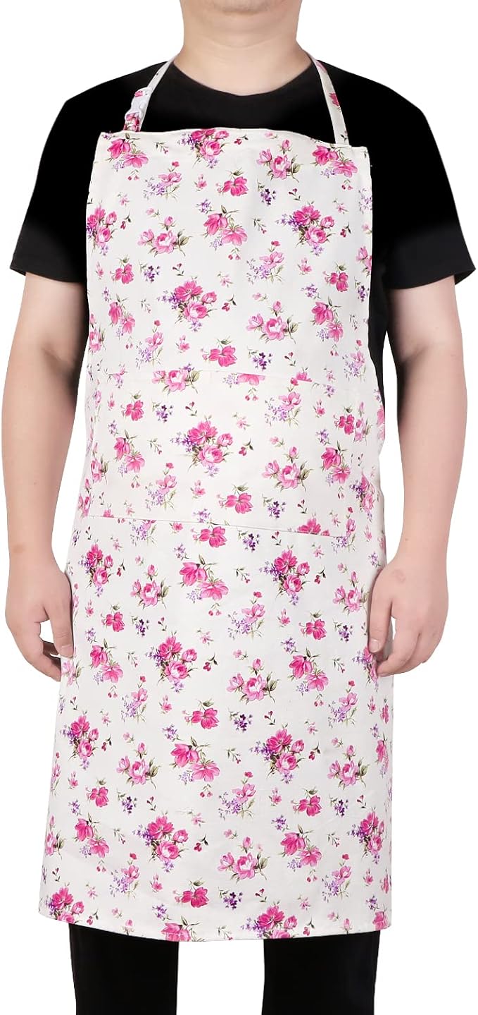 LOLOMLO Oversize Canvas Cotton Apron, Extra Large Aprons with Long Strap, Adjustable Neck Tear Resistant Plus Size aprons