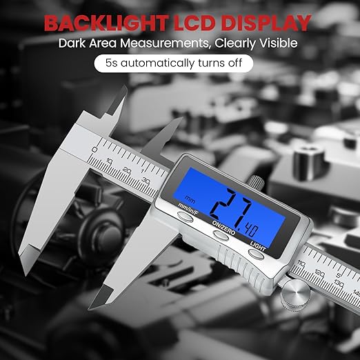 Digital Caliper, Rechargeable Calipers 12 inch with Backlight LCD Screen, All Metal Caliper Measuring Tool with MM/in/F Conversion, Auto Off Micrometer for Jeweler/Woodworking/DIY/Household