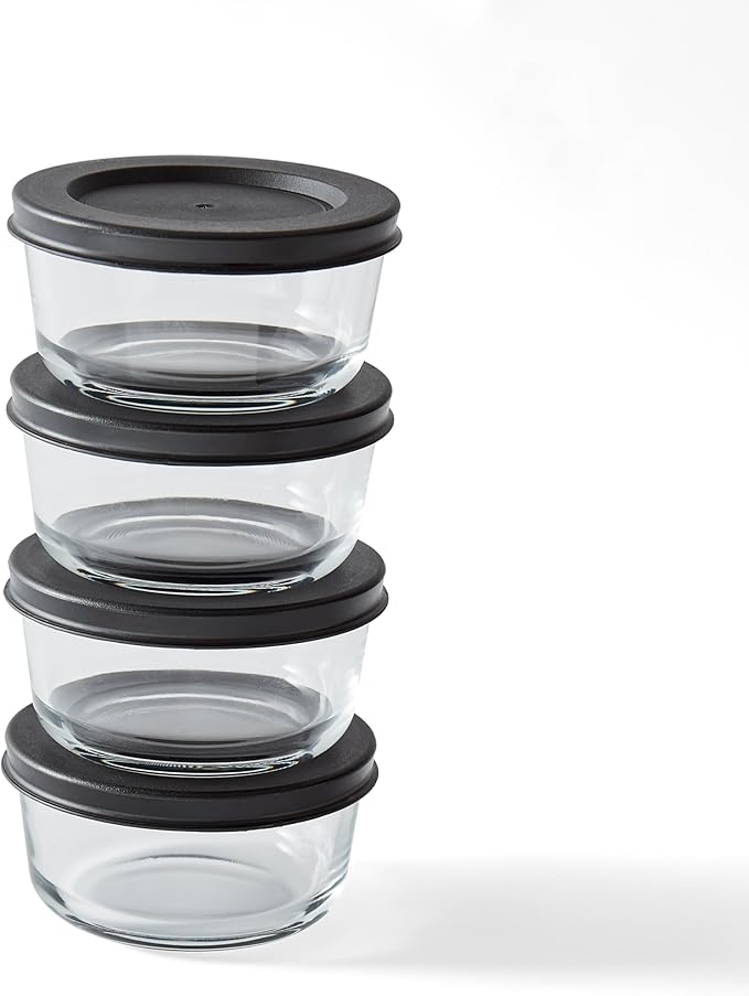DURA LIVING 8-Piece Glass Food Storage Containers Set (4 Containers + 4 BPA-Free Lids) | 1-Cup, Leakproof | Microwave, Freezer, Oven & Dishwasher Safe | Ideal for Meal Prep & Pantry Organization