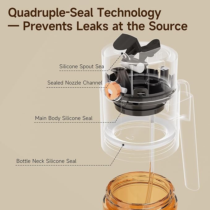 Olive Oil Spray Bottle 16oz/500ml, 2 in 1 Spray and Pour Oil Dispenser, Glass Oil Sprayer for Cooking, Clear Glass Olive Oil Sprayer for Baking Kitchen Use Home Cooking Tool（Beige）