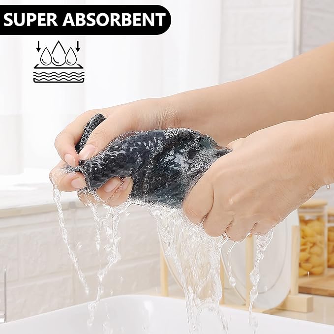 Homaxy 100% Cotton Waffle Weave Check Plaid Dish Cloths, 12 x 12 Inches, Super Soft and Absorbent Dish Towels Quick Drying Dish Rags, 12-Pack, Black & Grey