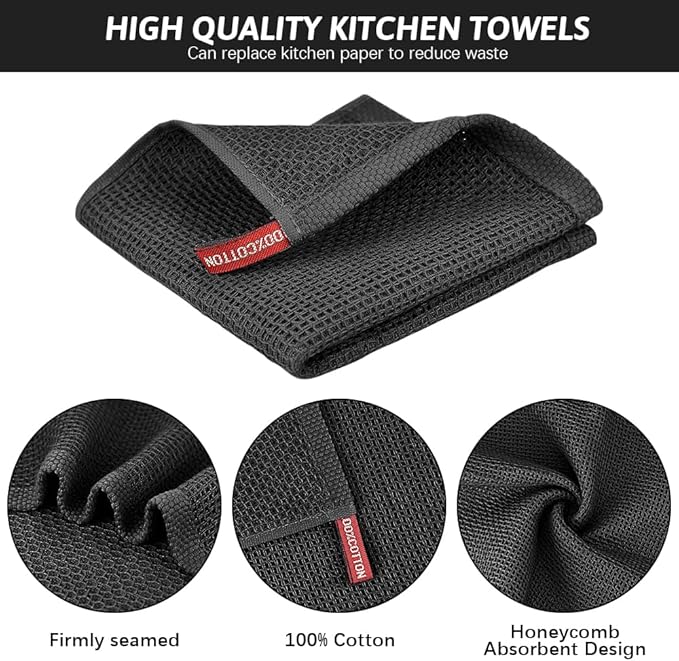 Nialnant 6 Pack Dish Cloths,100% Cotton Waffle Weave Kitchen Towels,Soft and Absorbent Kitchen Dish Rags, Dish Towels for Washing Dishes-12x12 Inches