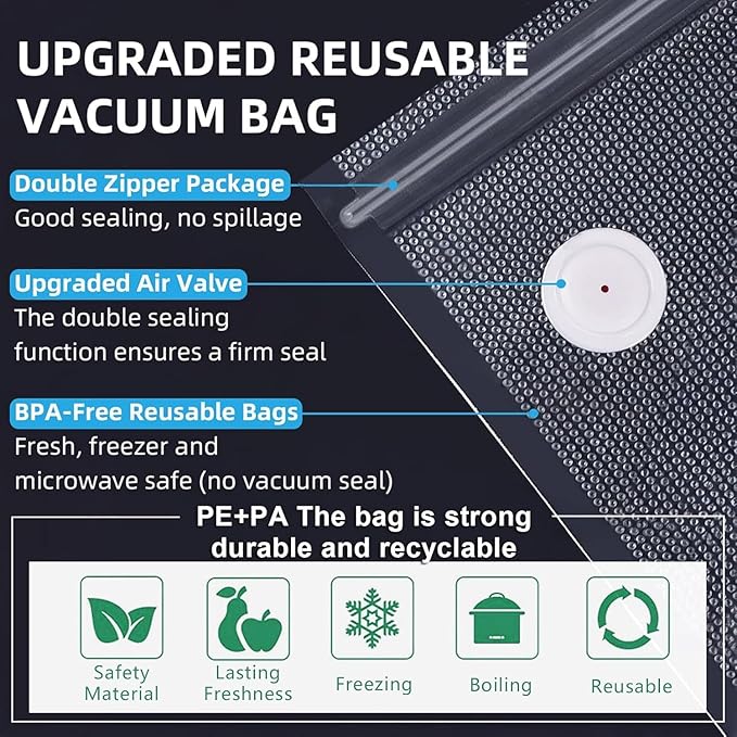 MOMODA Sous Vide Cooking Bags - Set of 10 | BPA-Free Reusable Vacuum Seal Bags (10 Large)