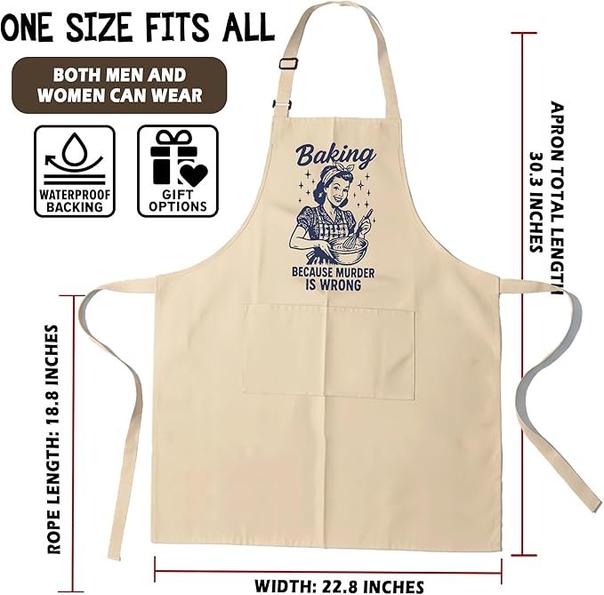 Funny Aprons for Women - Baking Gift for Women, Mothers Day Christmas Birthday Gifts, Perfect for Cooking, Bartending