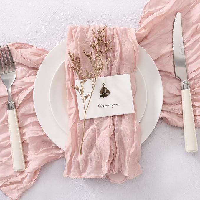 50 Pack Dusty Pink Cheesecloth Napkins Cloth Washable Spring Summer Cloth Napkins Set of 50 Bulk 21x21 Inches for Wedding Baby Bridal Shower Birthday Dinner Party Table Decor