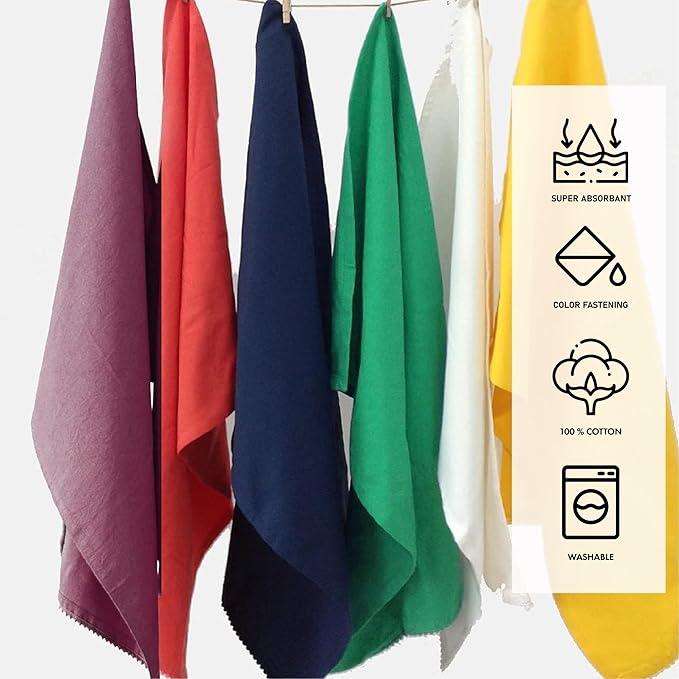 TARAN LIVING Kitchen Towels 100% Cotton Dish Cloths, Hand Towel, Dish Towel for Cleaning & Drying Tea Towels Set with Hanging Loop - 18"x 28", Pack of 6, for DIY, Christmas, Thanksgiving, Valentine.
