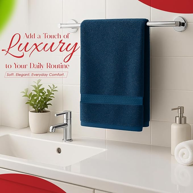 RIVERSIDE 6 Pack Premium Hand Towels Set, 16x28 inches, 100% Ring Spun Cotton, 600 GSM, Soft, Quick Dry and Highly Absorbent, Towels for Bathroom, Kitchen, Gym, Spa - Navy Blue