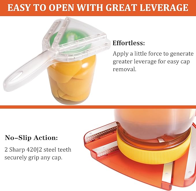 Uinxan Jar Opener for Weak Hand & Seniors with Arthritis,Easy Twist Off Bottle Caps,Patent | Unique Kitchen Gadgets,Handheld Lid Top Open for Elderly/Women/Men (Transparent)
