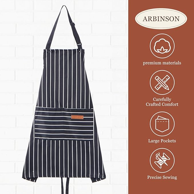 2 Pack Cooking Aprons Adjustable Bib Apron for Women with 2 Pockets, Kitchen Restaurant Men Chefs Aprons