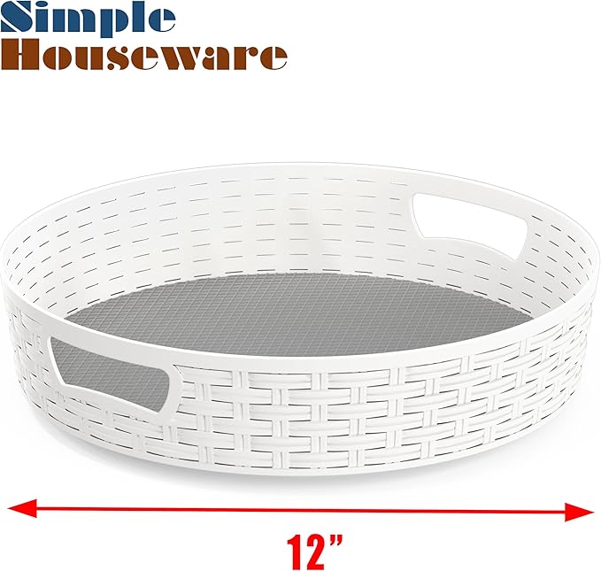 Simple Houseware 12-Inch Non-Skid Storage Lazy Susan Multifunctional Organizer, White