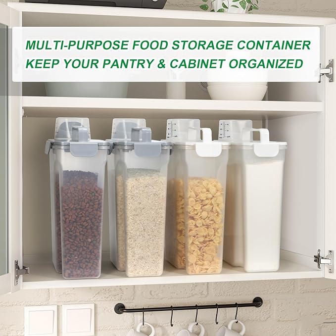 TBMax Large Cat Food Storage Container, Portable Dog Food Container with Upgraded Large Spout and Cup, Travel Pet Food Storage Dispenser for Small Animal Kibble Storage, Bird Seed Container - Grey