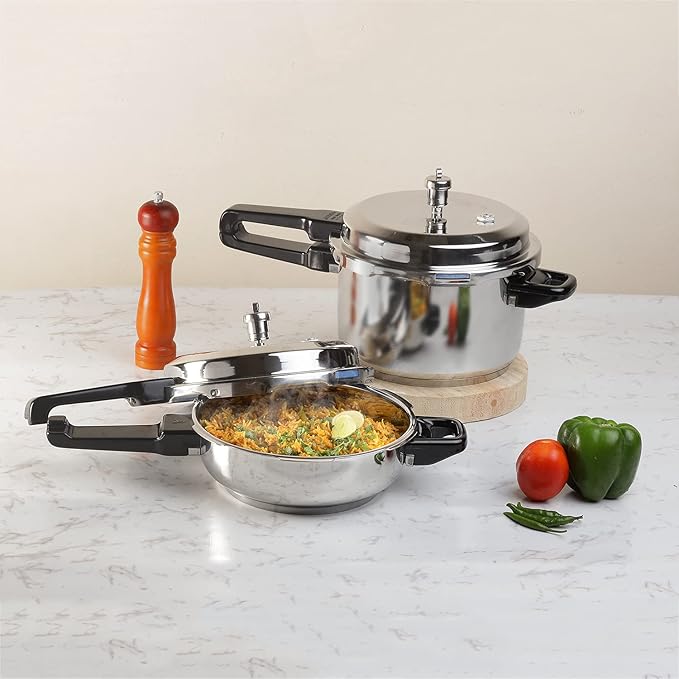 Vinod Pressure Cooker Stainless Steel – Outer Lid - 2 Liter – Induction Base Cooker – Indian Pressure Cooker – Sandwich Bottom – Best Used For Indian Cooking, Soups, and Rice Recipes, Quinoa
