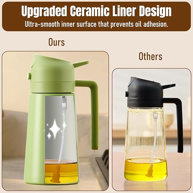 PARACITY 2 in 1 Oil Dipenser Bottle, Stainless Steel (Green-Green)