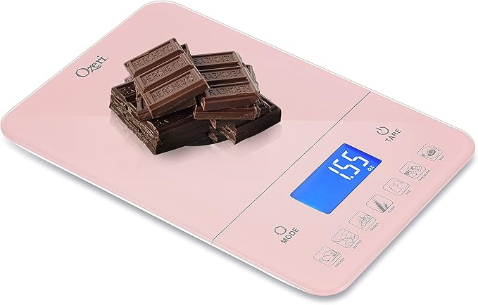 Ozeri Touch III Digital Kitchen Scale with Calorie Counter, 22 lbs (10 kg), Crystal Rose