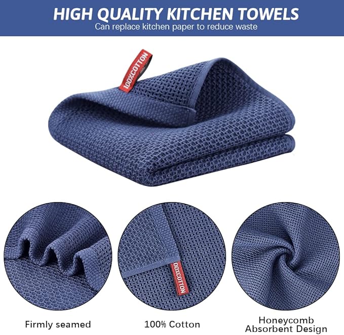Nialnant Kitchen Hand Towels, 13 x 28 Inches, 100% Cotton Dish Towel for Home, Soft Dish Cloth for Kitchen, Super Absorbent Tea and Bar Towels