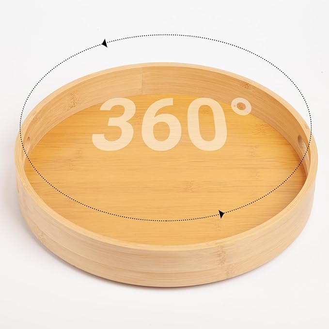 10in Bamboo Lazy Susan Turntable Organizer - Rotating Spinning Storage for Tabletop, Countertop, Cabinet, Pantry, Kitchen | Can Rack, Spice Rack, Jars & Canisters Holder