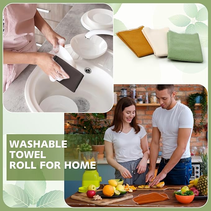 36 Pack Reusable Cleaning Cloths Washable Cotton Kitchen Dish Towels for Home Party Supplies Bulk, 9.84x11.81in (Earth Tone)