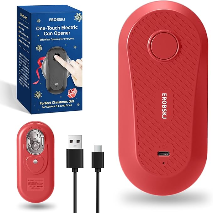 Auto Electric Can Opener, Rechargeable Can Openers for Seniors & Arthritis, One-Touch Automatic Can Opener, Hands-Free, Smooth Edge, Compact, Cordless, Food-Safe Kitchen Gadgets