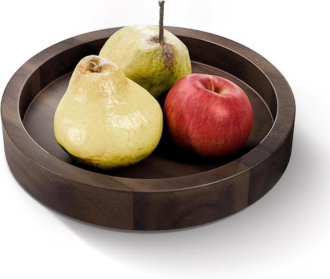 TIDITA 10” Small Lazy Susan Organizer, Acacia Wooden Lazy Susan Turntable for Cabinet - 360° Swivel Pantry Organizers and Storage for Home and Kitchen - Decorative Tray, Cheese Board (Walnut Color)