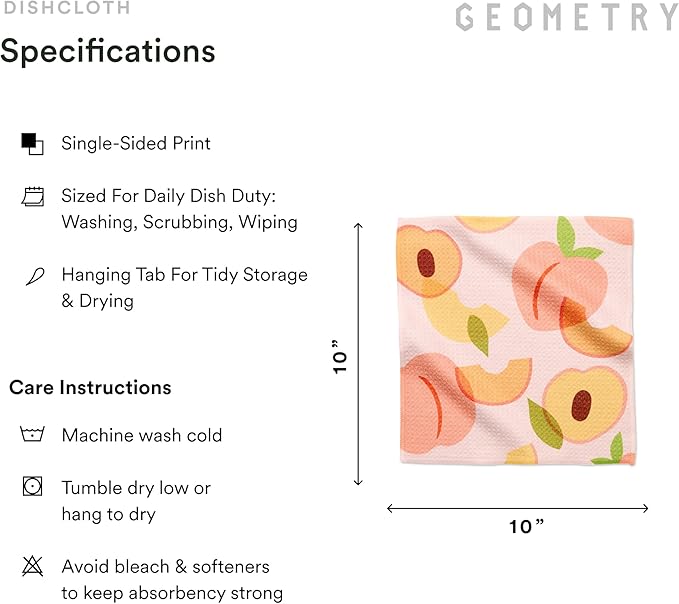 GEOMETRY Dishcloth – Spring & Summer Collection – Quick-Dry, Ultra-Absorbent, Reusable Microfiber Kitchen Towels for Drying & Cleaning - Fruit Fun - 3 Pack