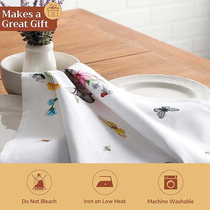 Maison d' Hermine Cloth Napkins Set of 4 100% Cotton Everyday Reusable Square Napkins Cloth Washable Dinner Party Wedding Restaurant Gifts for Mothers Day Spring/Summer (Printemps, 20" x 20")