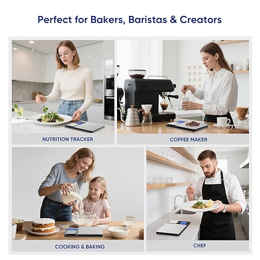 Dual Platform Food Kitchen Scale with 0.01g/0.001oz High Precision, 15kg/33lb Bakery Scale, Dual Accuracy Kitchen Scale for Sourdough Bread, Baking and Cooking with 7 Unit Tare and Totalizer