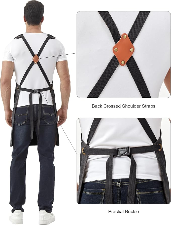 Nanxson Canvas Work Apron, Heavy Duty Carpenter Welding Apron with Wide Braces, Ideal for Gardening and Carpenters