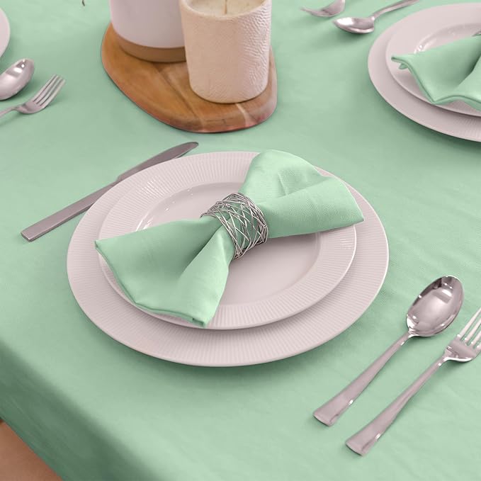 Encasa XO Mint Green Cloth Napkins Set of 6, 17"x17" | Solid Color Cotton Dinner Napkins | Washable & Reusable Wedding Napkins for Holiday Dinners, Party, & Everyday Table Decor
