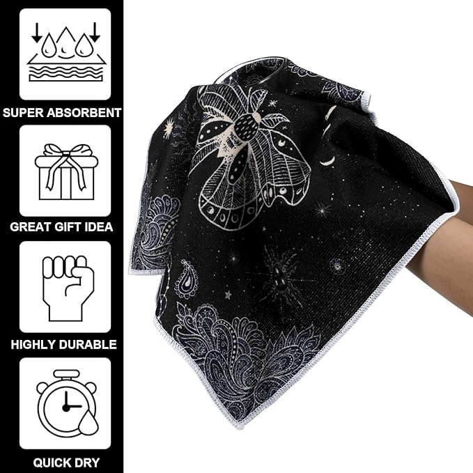 Bencailor 6 Pcs Retro Kitchen Towels 15.7 x 23.6 Inch Farmhouse Vintage Hand Towels Decorative Absorbent Dish Cloth for Bathroom Decor for Cooking Baking Cleaning(Black, Gold,Bohemia)